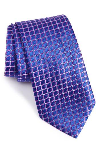 Men's Nordstrom Men's Shop Criss Cross Geometric Silk Tie, Size X-long - Purple