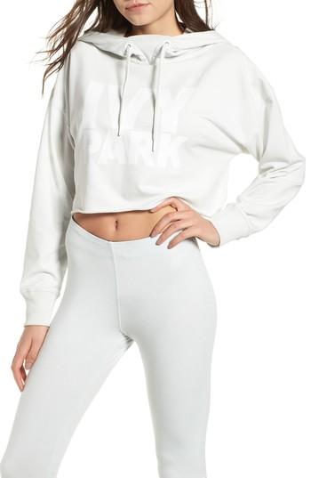 Women's Ivy Park Raw Hem Crop Logo Hoodie - Green