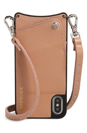 Women's Bandolier Nicole Pebbled Leather X/xs/xs Max & Xr Crossbody Case - Pink
