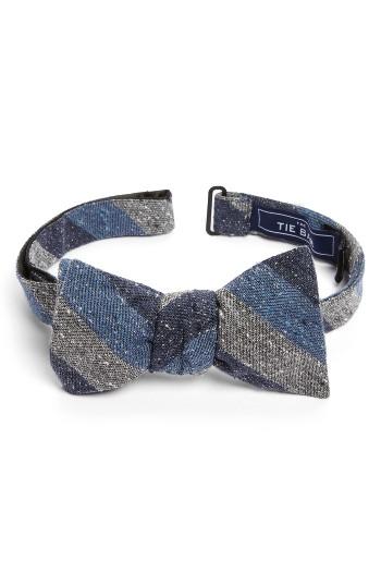Men's The Tie Bar Varios Stripe Silk Bow Tie, Size - Blue