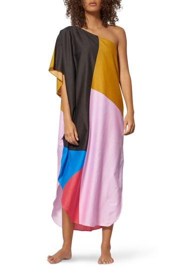 Women's Mara Hoffman Noa One-shoulder Cover-up Maxi Dress /small - Blue