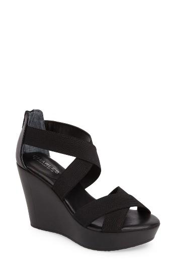 Women's Charles By Charles David Fani Platform Wedge Sandal M - Black