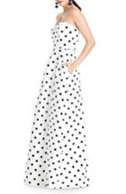 Women's Alfred Sung Strapless Dot Sateen Gown - White