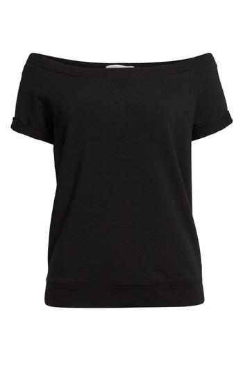 Women's Treasure & Bond Off The Shoulder Sweatshirt - Black