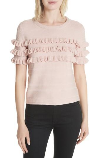 Women's Kate Spade New York Ruffled Cotton & Cashmere Sweater, Size - Pink