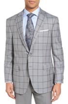 Men's Peter Millar Classic Fit Windowpane Wool Sport Coat S - Grey