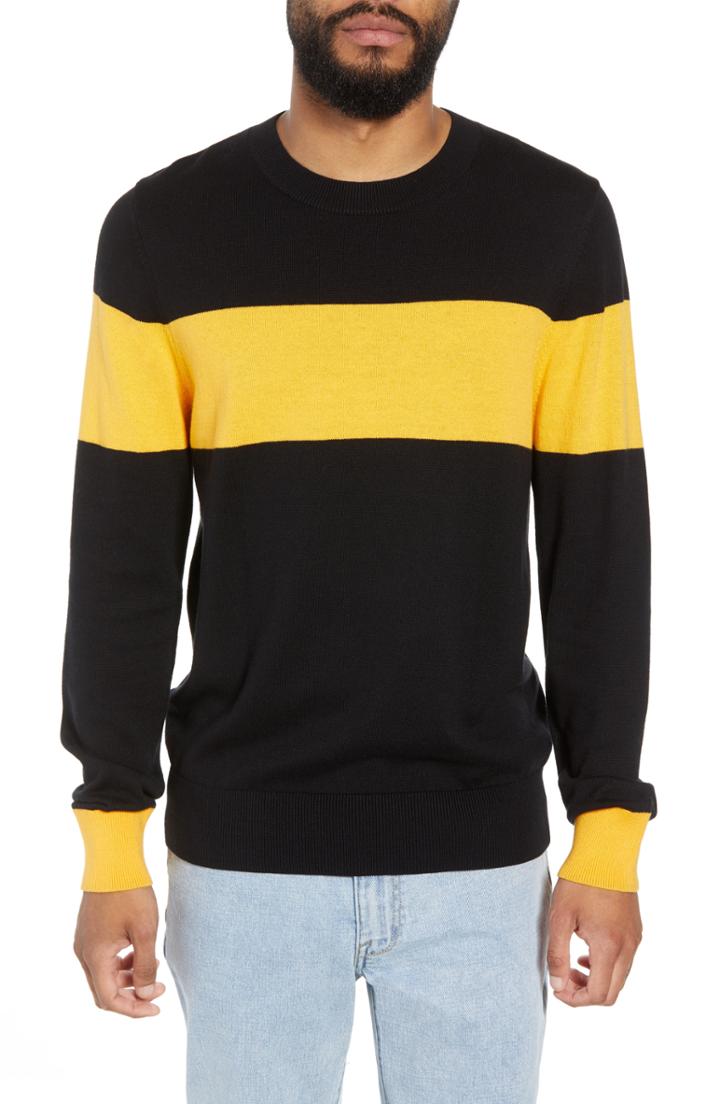 Men's The Rail Rugby Stripe Sweater, Size - Black