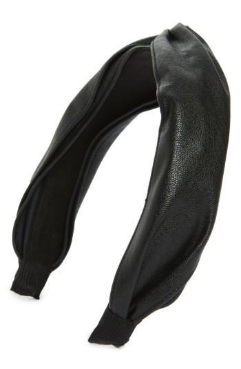Cara Knot Faux Leather Headband, Size - Black