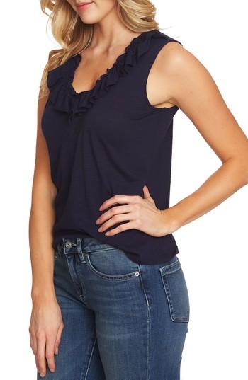 Women's Cece Ruffle Neck Top - Blue