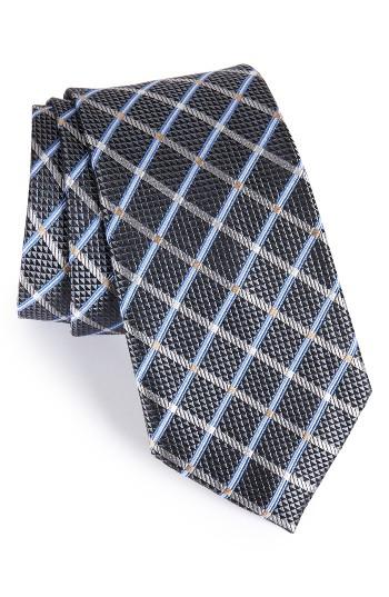 Men's Nordstrom Diamond Grid Silk Tie, Size X-long - Black