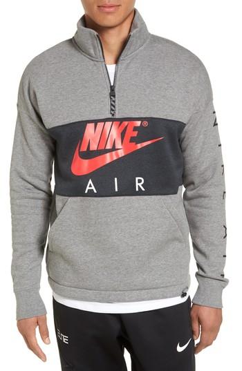 Men's Nike Air Quarter Zip Colorblock Pullover - Grey