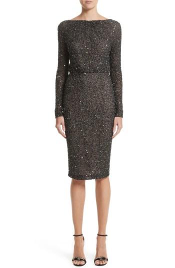 Women's Rachel Gilbert Viera Embellished V-back Sheath Dress - Black