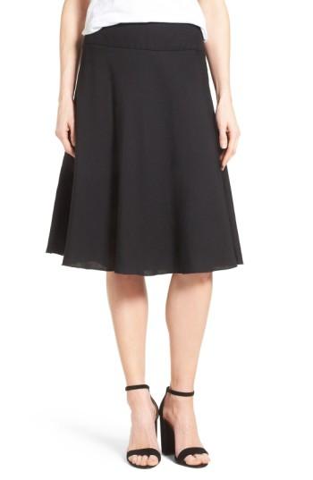 Petite Women's Nic+zoe Summer Fling Linen Blend Skirt P - Black