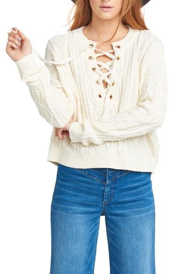 Women's Show Me Your Mumu Snowflake Cable Knit Sweater - Ivory