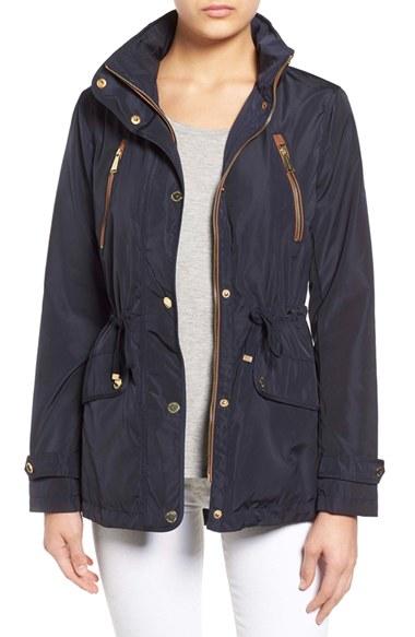 Women's Michael Michael Kors Faux Leather Trim Anorak