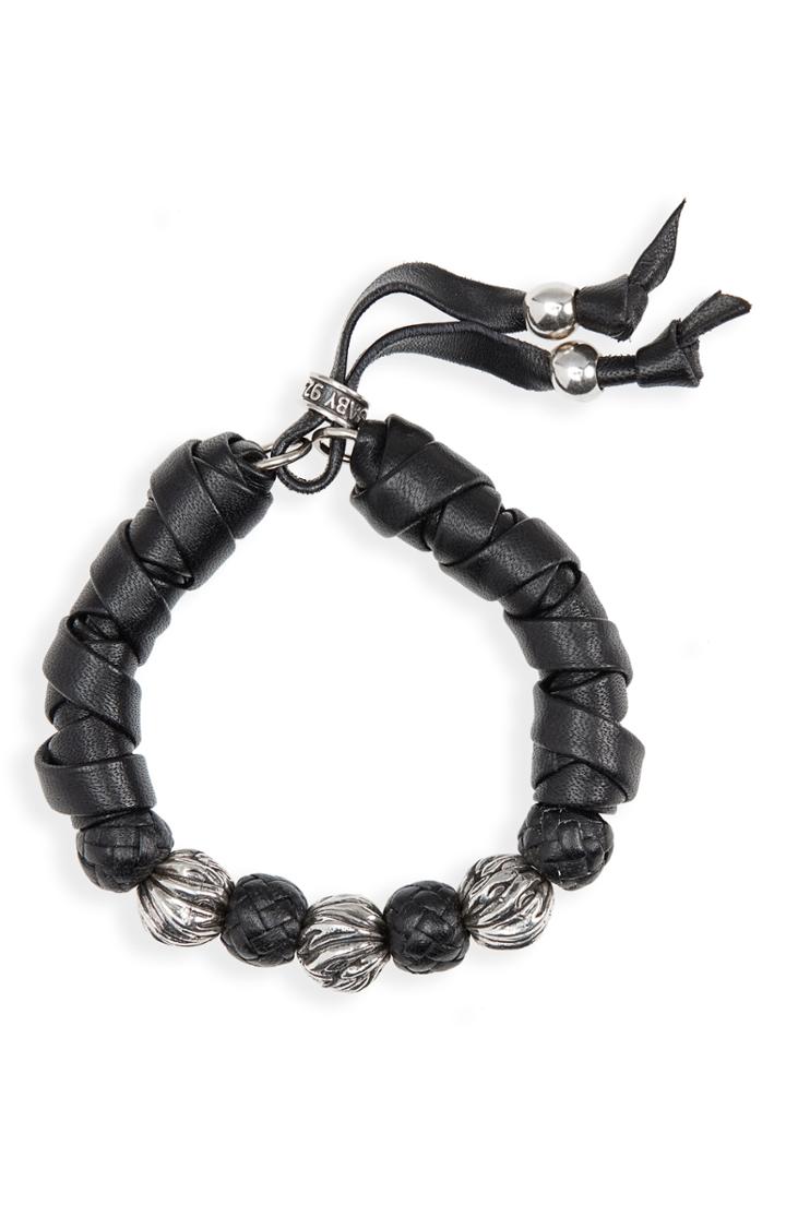 Men's King Baby Leather & Sterling Silver Bead Bracelet