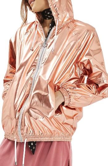 Women's Topshop Metallic Windbreaker