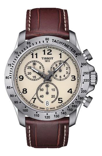 Men's Tissot V8 Chronograph Leather Strap Watch, 43mm
