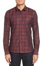 Men's Boss Ero Trim Fit Buffalo Check Sport Shirt - Red