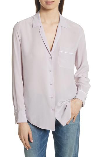 Women's Equipment Keira Piped Silk Shirt - Blue