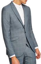 Men's Topman Skinny Fit Check Suit Jacket 32 - Blue