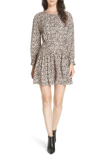 Women's Rebecca Taylor Leopard Print Silk Dress - Beige