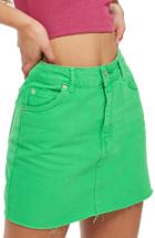 Women's Topshop Moto High Waist Denim Skirt Us (fits Like 6-8) - Green