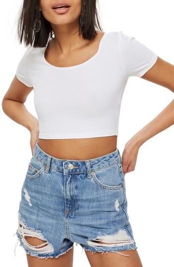 Women's Topshop Scoop Neck Crop Top Us (fits Like 0) - White