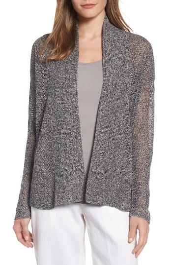 Women's Eileen Fisher Boxy Organic Linen Cardigan, Size - Blue