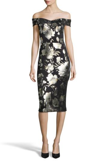 Women's Eci Off The Shoulder Scuba Sheath Dress - Black