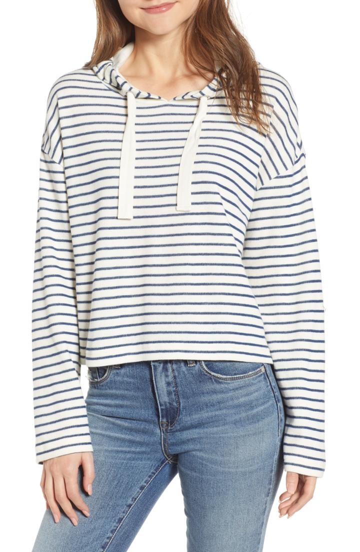 Women's Bp. Stripe Hooded Pullover - Ivory
