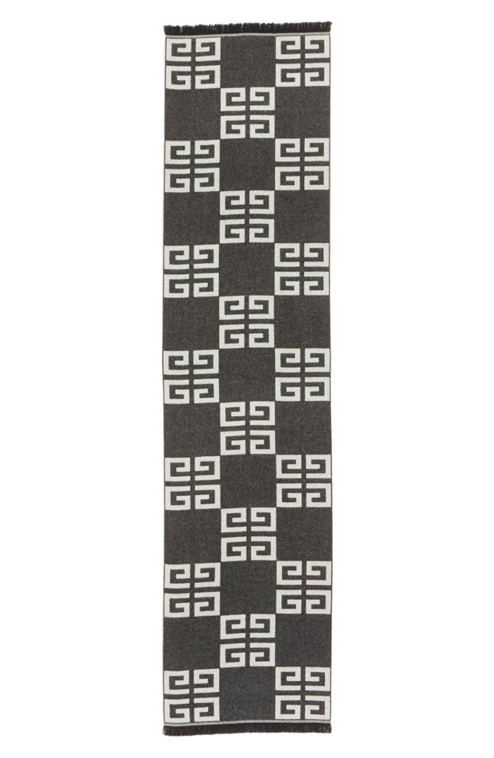 Women's Givenchy 4g Check Cashmere Scarf, Size - Black