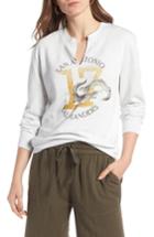 Women's Treasure & Bond Split Neck Graphic Sweatshirt, Size - White