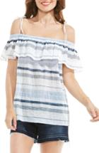 Women's Two By Vince Camuto Pucker Stripe Off The Shoulder Blouse