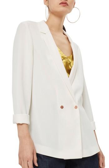 Women's Topshop Ava Double Breasted Jacket Us (fits Like 0-2) - Ivory