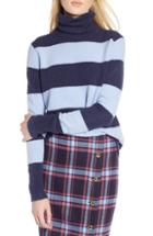 Women's Halogen X Atlantic-pacific Stripe Turtleneck Sweater, Size - Blue