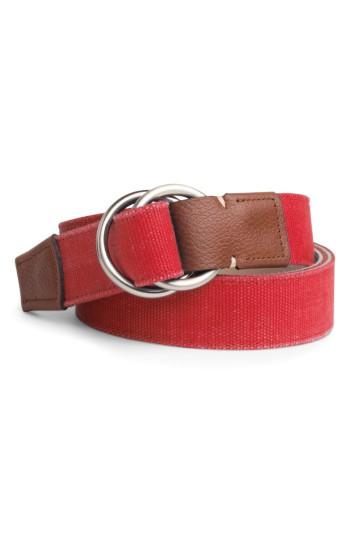 Men's Peter Millar Mountainside Canvas O-ring Belt - Red