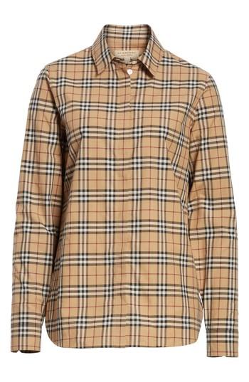 Women's Burberry Vintage Check Cotton Shirt - Brown