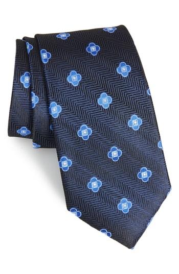 Men's Nordstrom Men's Shop Peter Neat Silk Tie, Size - Blue