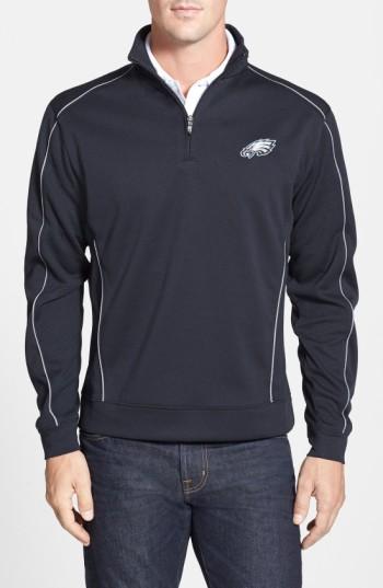 Men's Cutter & Buck Philadelphia Eagles - Edge Drytec Moisture Wicking Half Zip Pullover
