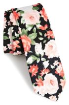 Men's 1901 Colbert Floral Cotton Skinny Tie, Size - Black