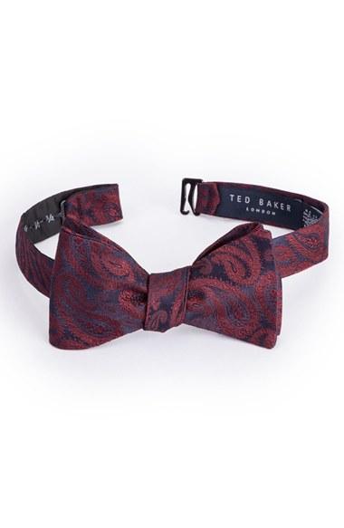 Men's Ted Baker London Midnight Paisley Silk Bow Tie, Size - Red