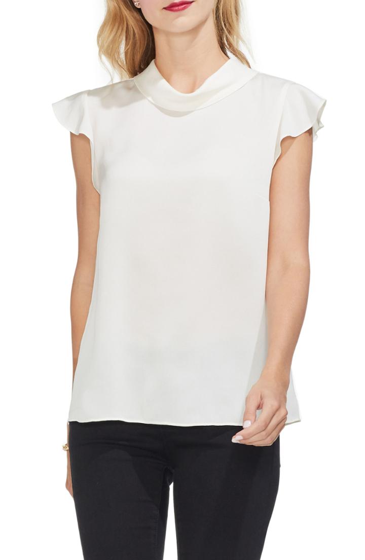 Women's Vince Camuto Ruffle Sleeve Top, Size - White