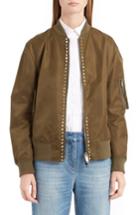 Women's Valentino Rockstud Bomber Jacket - Green