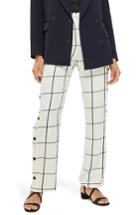 Women's Topshop Check Popper Wide Leg Trousers Us (fits Like 0-2) - White