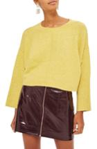 Women's Topshop Wide Sleeve Crop Sweater Us (fits Like 6-8) - Yellow