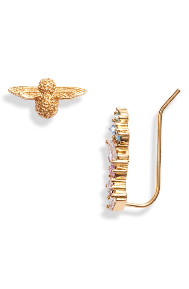 Women's Olivia Burton Mismatched Rainbow Bee Earrings