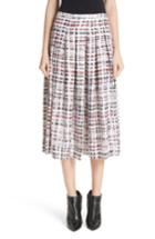 Women's Burberry Farnborough Pleated Check Silk Midi Skirt Us / 34 It - Red