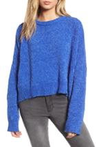 Women's Woven Heart Chenille Sweater - Blue