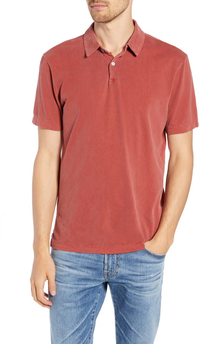 Men's James Perse Slim Fit Sueded Jersey Polo (xl) - Orange